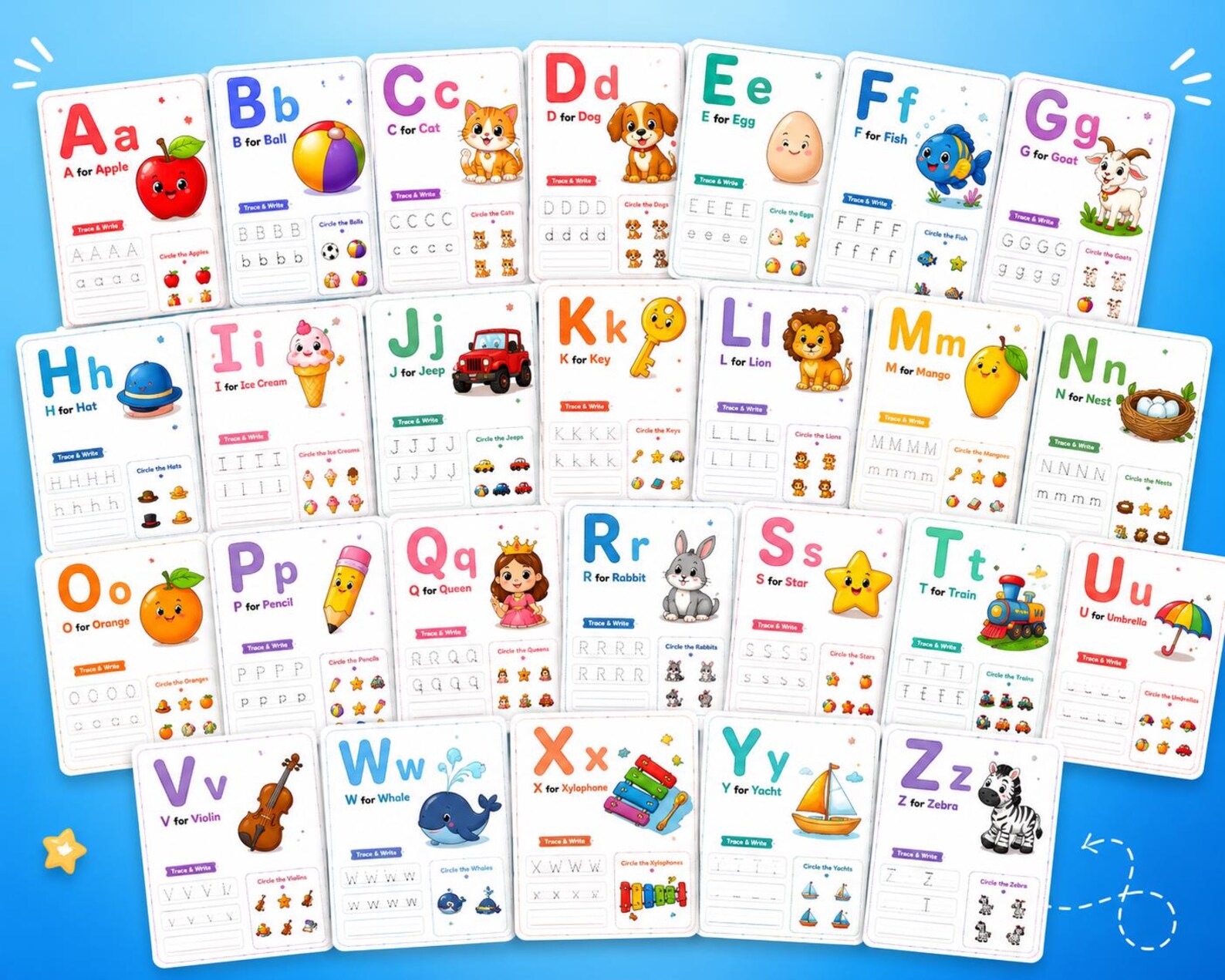 CuteLearner printable Alphabet Tracing Worksheets A–Z Printable | Preschool & Kindergarten Letter Tracing Practice | ABC Handwriting Activity for Kids | Dat It — preview 6